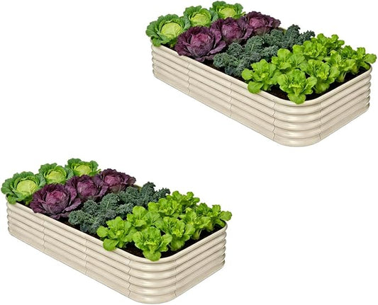 2-Pack Galvanized Raised Garden Bed 8x4x1.5 | 10x2x1.5 ft, 18" Tall Metal Planter Boxes Outdoor for Herb Vegetable, Modular Raised Flower Bed for Gardening with Zn-Al-Mg Coated - Moss Green Annoell