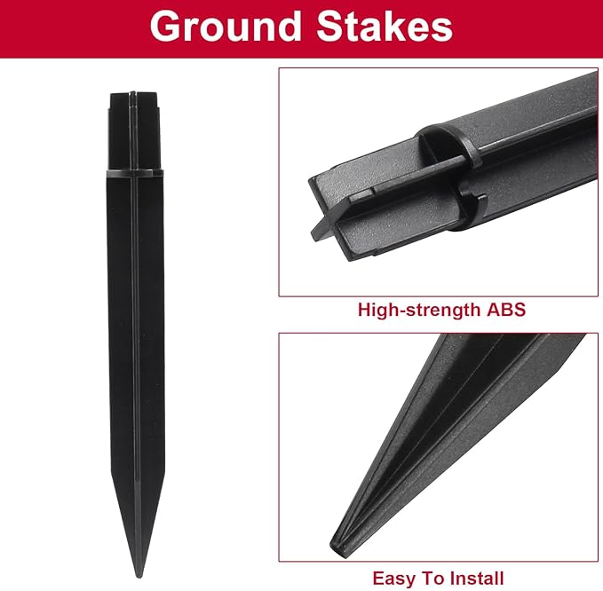 Biaungdo 8 Pcs Ground Spike, 8.25 Inch Black Reinforced Plastic Ground Spikes ABS Lights Replacement Stakes Yard Stakes for Solar Pathway Torch Garden Lights Biaungdo