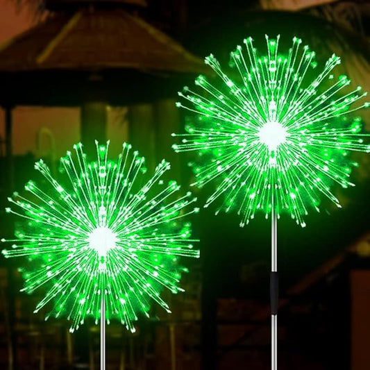 JJGoo Solar Firework Lights, 2 Pack 150 LEDs 2 Lighting Modes Solar Lights Outdoor Waterproof for Garden Patio Walkway Pathway Party Wedding Christmas Decorative - Green JJGoo