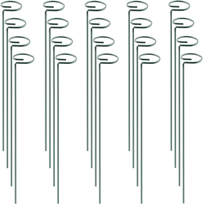 HiGift 20 Pack 24 Inch Plant Support Stakes, Single Stem Flower Support Stakes and Rings for The Garden, Metal Garden Stakes for Tall Plant Vegetables Amaryllis Orchid Lily Sunflower Rose Narcissus HiGift