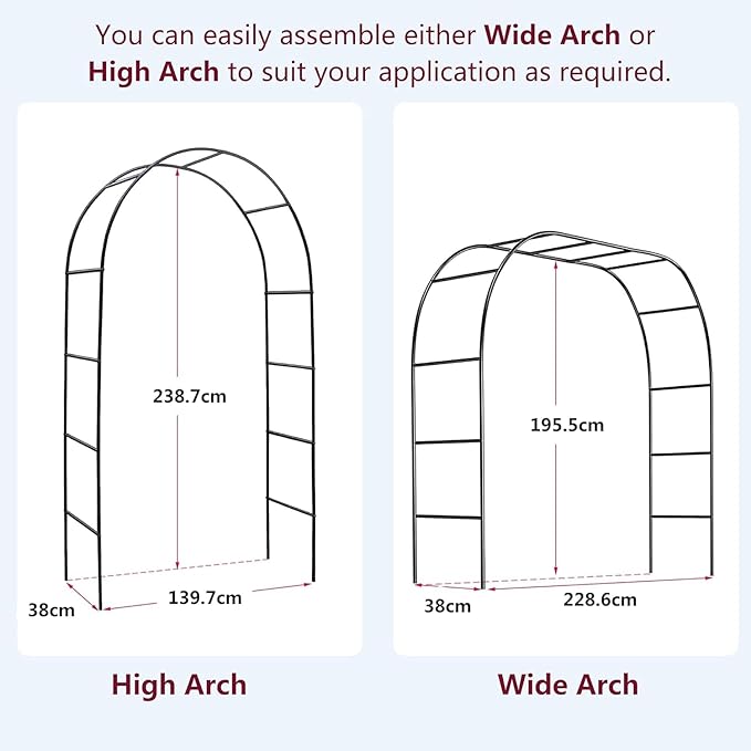 Garden Arch Trellis Metal Garden Arbor for Various Climbing Plant, Wedding Arches for Ceremony Decoration Outdoor Lawn Backyard, 7'8" H x 4'5" W, Dark Green UmiPatio