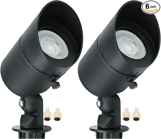 Lumina Lighting® 5W Landscape Lighting 12V Landscape Lights Low Voltage Landscape Spotlights Warm White Waterproof Outdoor Replaceable LED Bulb for Garden,Lawn,Porch,Patio and Yard (Black) (2-Pack) LuminaLighting%C2%AE