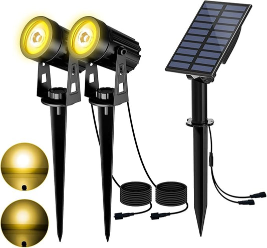 T-SUN Solar Spotlights Outdoor Waterproof, 2-in-1 Solar Landscape Spotlights LED Garden Spot Lights for Yard Tree Garden Pond Pool Area (Warm White) T-SUN