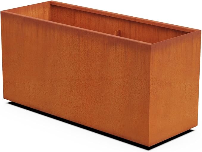 Plantercraft Large Rectangular Planters for Outdoor Plants - 48x18x24 Extra Large Corten Steel Planter Box for Patio Divider or Raised Garden Bed | Weathering Steel Metal Planter Plantercraft