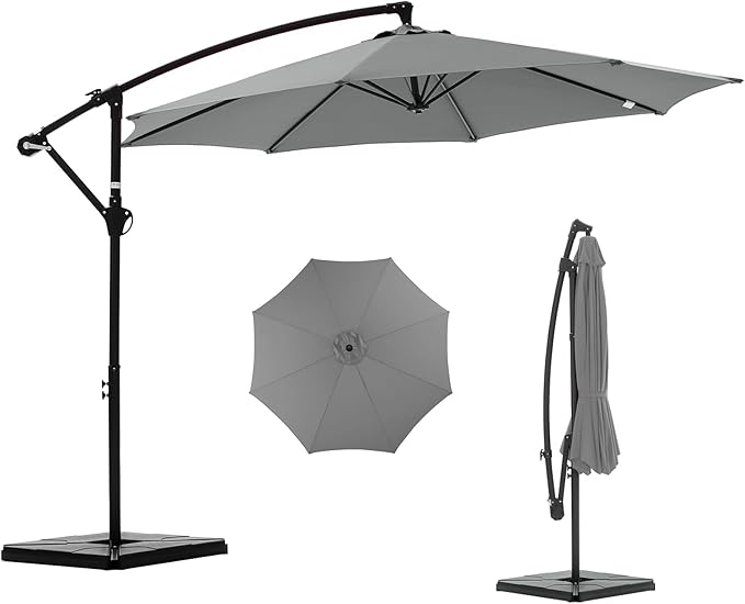 NEWBULIG 10FT Patio Umbrella, Offset Cantilever Outdoor Patio Table Umbrella, UV Protection, Fade Resistant Fabric, Easy Tilt Adjustment for Pool, Deck, Garden, Backyard NEWBULIG