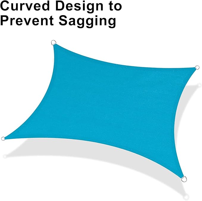 LOVE STORY Custom Size 6'x10' Turquoise Blue Sun Shade Sail Rectangle UV Block Canopy Patio Sail Sunshades Fabric for Outdoor Garden Carport (We Make Custom Size) LOVESTORY