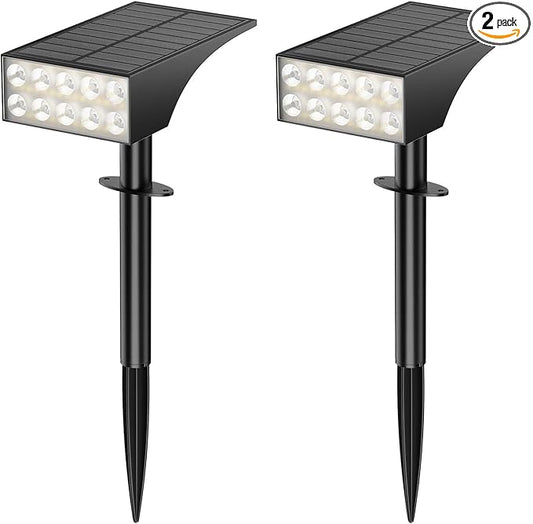 Solar Lights Outdoor Waterproof Ip68,2pack 4 Lighting Modes Solar Spot Lights Outdoor Auto On/Off Led Bulbs,Outdoor Solar Light Landscape Lighting for Garden, Yard, Pathway, House,Lawn,Tree IPEROT