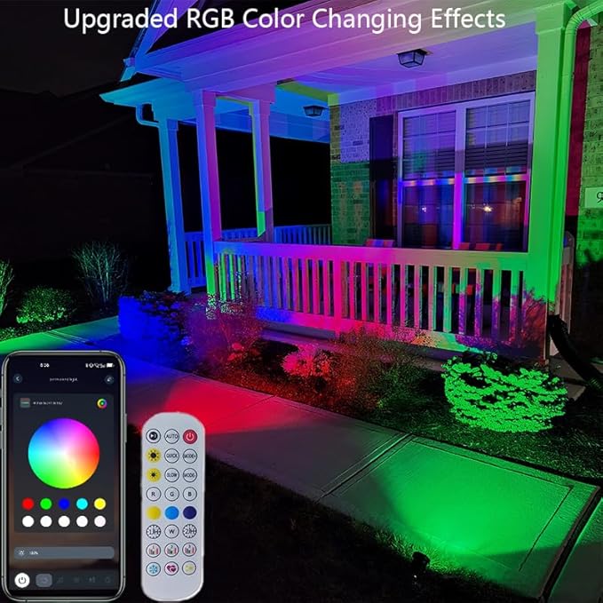 Smart Landscape Spotlights,Solar Low Voltage IP67 Waterproof Outdoor Spot Lights Compatible with APP/Remote Control Color Changing Lights for Yard Garden Pathway Lawn Tree Festival 2pack Rootora