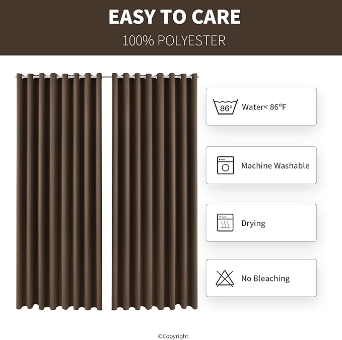 Waterproof Outdoor Curtain W105 x L108 - Grommet Top Sunlight Blocking Window Treatment Drapes Blackout Curtains for Home Bedroom Living Room Outdoor Patio Porch Pergola Cabana Gazebo (2 Panels) DivaenCamino