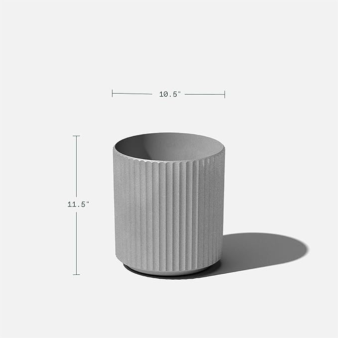 Veradek Demi Series Round Planter for Porch, Patio, Backyard | Durable Plastic-Concrete Material | Modern Décor for Tall Plants, Flowers VeradekOutdoor