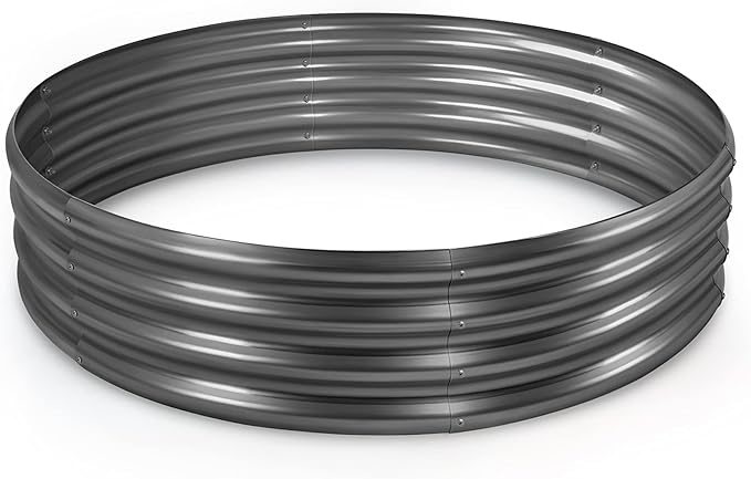 Land Guard Galvanized Raised Garden Bed Kit, Planter Boxes Outdoor, Round Large Metal Garden Beds for Vegetables(Gray)…… LandGuard