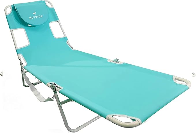 Ostrich 72 by 22 Inch Versatile Chaise Lounge Portable Reclining Lounger, Outdoor Patio, Beach, Lawn, Camping, or Pool Tanning Chair, Aqua OstrichProducts