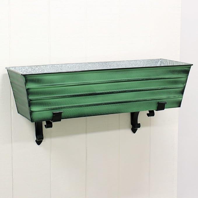 Achla Designs Galvanized Window Flower Box Planter-Green-Large (35.5" L x 11" W x 9.5" D) ACHLADesignsHomeGarden