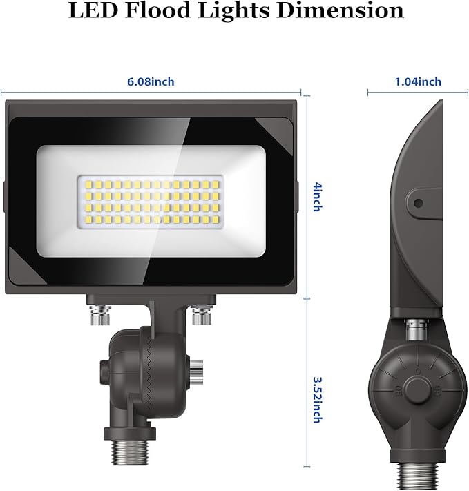 dephen 30W LED Flood Lights Outdoor with Knuckle Mount, 3450Lumen 120V Landscape Lighting, 5000K IP65 Waterproof Security Spotlight for Yard Patio Garden House (UL-Listed) dephen