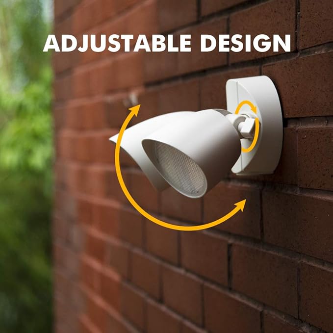 LUTEC 6222W-D2D 3500 Lumen 32 Watt Dusk to Dawn Dual-Head Flood Light Outdoor Waterproof Exterior Security Wall Light, Full Metal Design Floodlight for Patio, Garden, Yard-White LUTEC