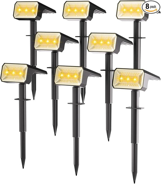 Fabrito 8 Pack Solar Spot Lights Outdoor Waterproof IP67, [108 LEDs, 4 Modes] Dusk to Dawn Spotlights with 1500mAh Battery for All Night, Landscape Lights for Tree, Yard, Pool, Pathway, Warm White Fabrito
