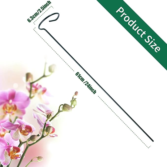 12 Pack Plant Support Stakes with 24 Pcs Plant Clips, Garden Single Stem Support Stake, Plant Cage Support Ring for Indoor Outdoor Flowers Rose Amaryllis Tomatoes Peony Lily Orchid (24 Inch) Auaok