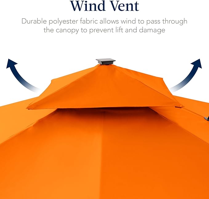 Best Choice Products 12x12ft LED Cantilever Patio Umbrella w/Base Included & 360° Rotation, Large Solar Offset Hanging Outdoor Sun Shade for Deck, Backyard Table w/Stand & Lights – Orange BestChoiceProducts