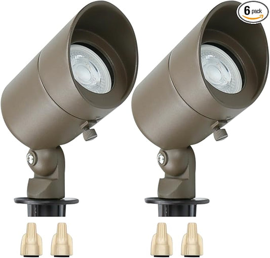 Lumina Lighting® 4W Landscape Lighting 12V Landscape Lights Low Voltage Landscape Spotlights Warm White Waterproof Outdoor Replaceable LED Bulb for Garden, Lawn, Porch, Patio and Yard(Bronze, 2-Pack) LuminaLighting%C2%AE