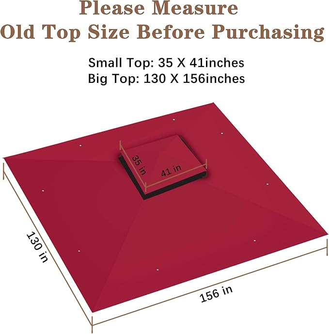 SCOCANOPY Replacement Gazebo Canopy for 10 x 12 Regency II Patio Gazebo Model L-GZ798PST,A101004104,A101004105,(Burgundy) SCOCANOPY
