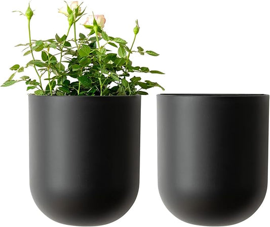 LA JOLIE MUSE Wall Hanging Planters for Indoor Plants，Hanging Flower Pots for Air Plants Succulent, Set of 2, 5.7L*4.1W*7H, Black LaJol%C3%ADeMuse