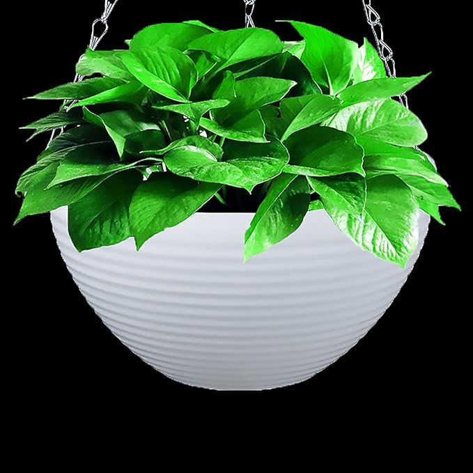 Foraineam Set of 7 Colors Self-Watering Hanging Planter Indoor Outdoor Garden Flower Plant Pot Container with Drainer and Hanging Chain Foraineam