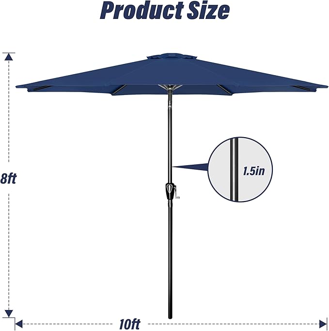 Simple Deluxe 9' Patio Umbrella Outdoor Table Market Yard Umbrella with Push Button Tilt/Crank SimpleDeluxe