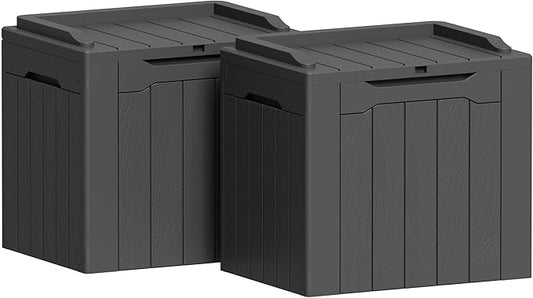 Greesum 31 Gallon Deck Box for Outside, All Weather Outdoor Storage Boxes for Patio Furniture Set, Package Delivery Box,Garden Tools, Gray(Set of 2) BuynowfromGreesum