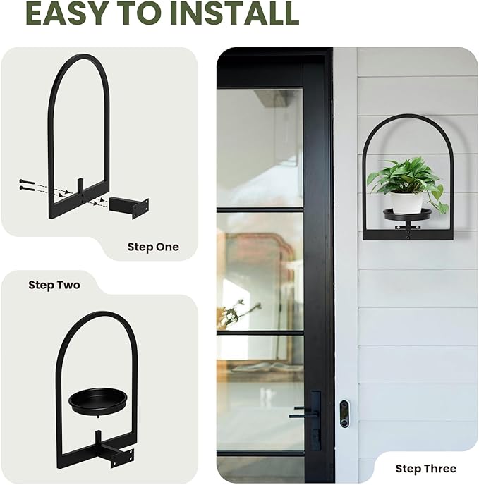 Wall Planters for Indoor Plants Set of 2, Hanging Planter for Indoor Plant Stand Plants Wall Decor - Premium Metal Hanging Plant Holder (Semi-Round) STORENIZATION