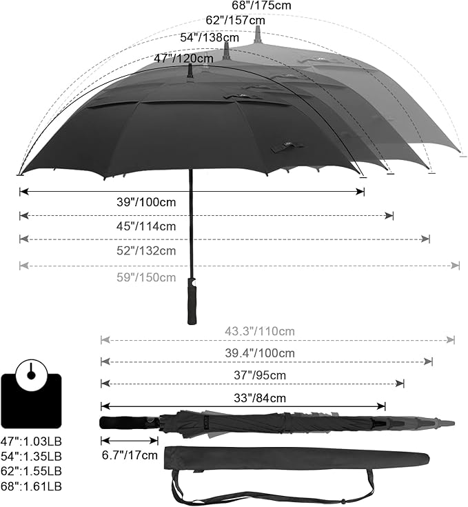 G4Free 47/54/62/68/72 Inch Automatic Open Golf Umbrella Oversize Extra Large Double Canopy Vented Windproof Waterproof Stick Umbrellas G4Free
