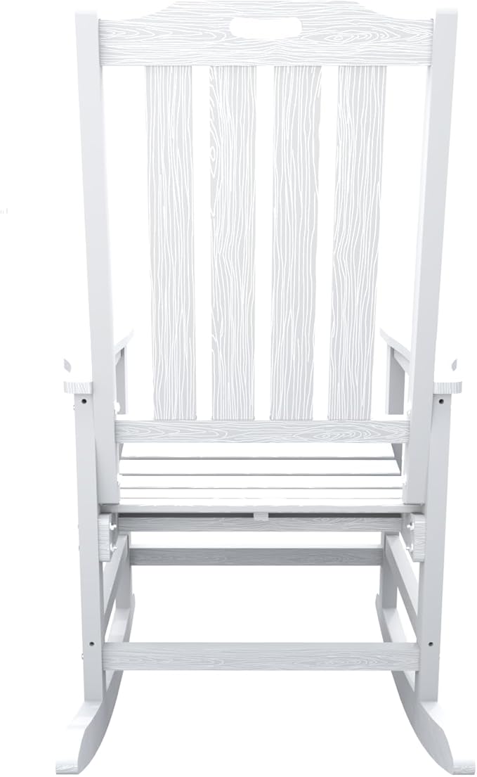 Oversized Rocking Chair Set of 8, Outdoor Rocking Chair for Adults, All Weather Resistant Porch Rocker for Lawn Garden, White THOEOE