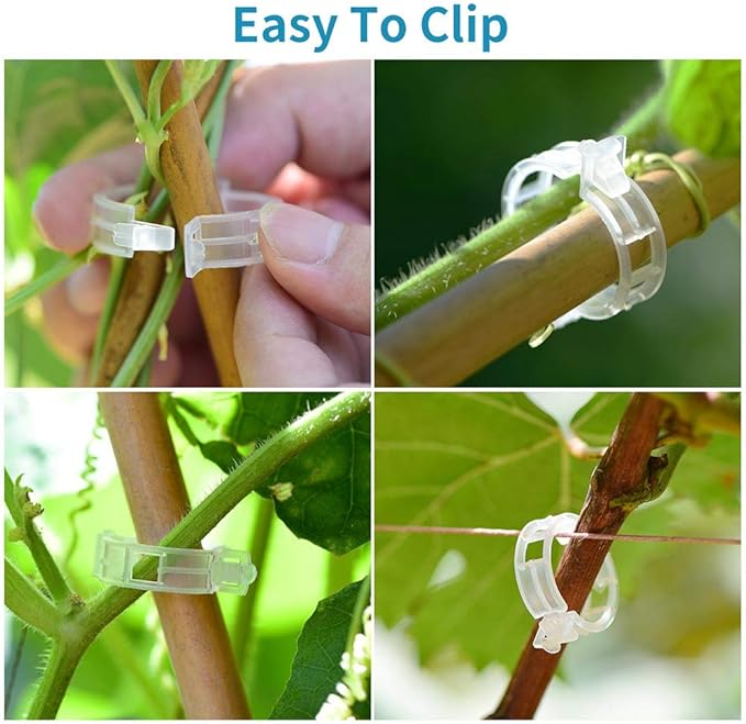 300Pcs Plastic Plant Clip, Plastic Trellis Plant Support Clips for Support, Garden Clips for Climbing Plants, Plastic Trellis Clips Plant Support Clips Vegetables Grape Vine Tomato Plant Fixing Clips Rootora