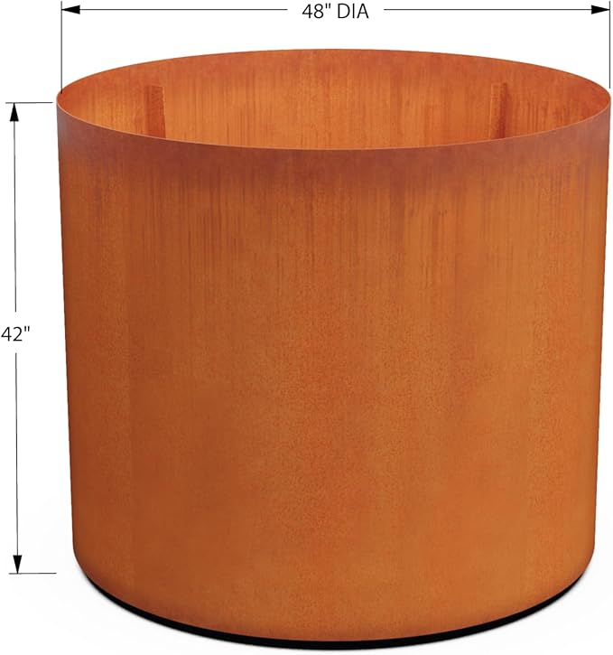 PLANTERCRAFT Corten Steel Metal Planter Box, Round Sizes, Modern Garden Steel planters for Commercial and Residential Outdoor Use. Plantercraft