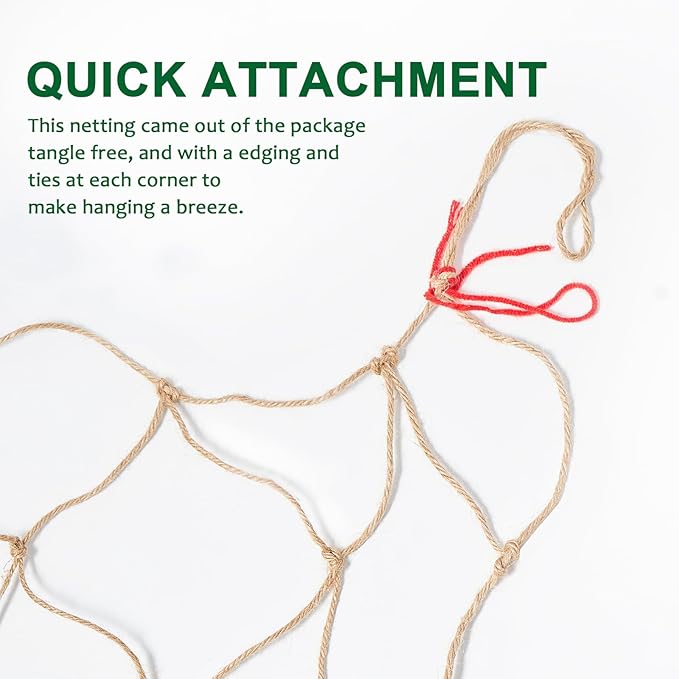 Jute Trellis Netting - Jute Netting for Garden, Heavy Duty Plant Support Netting for Climbing Plants, Cucumber, Vine, Fruits & Vegetables, Climbing Vining Plants (3.3 Ft X 16.4 Ft, 3.9 Inch Squares) Miuezuth