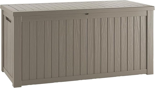 TARKARI 150 Gallon Lockable Resin Deck Box, Waterproof & UV-Resistant Outdoor Storage Box for Outdoor Cushion Storage, Garden Tools & Pool Accessories Storage, Gray Home