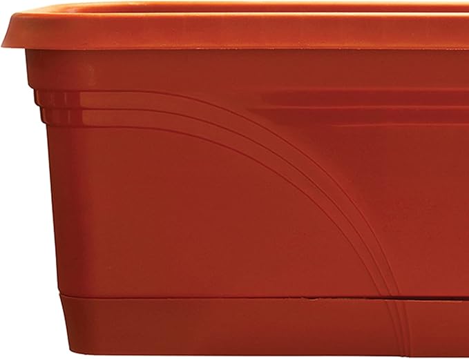 Southern Patio 36 Inch Rectangular Plastic Medallion Hanging Windowsill and Garden Box Planters with Drainage Holes, Terracotta (2 Pack) SouthernPatio