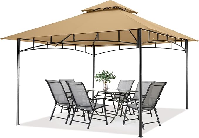 MASTERCANOPY Outdoor Garden Gazebo for Patios with Stable Steel Farme (11x11,Beige) MASTERCANOPY
