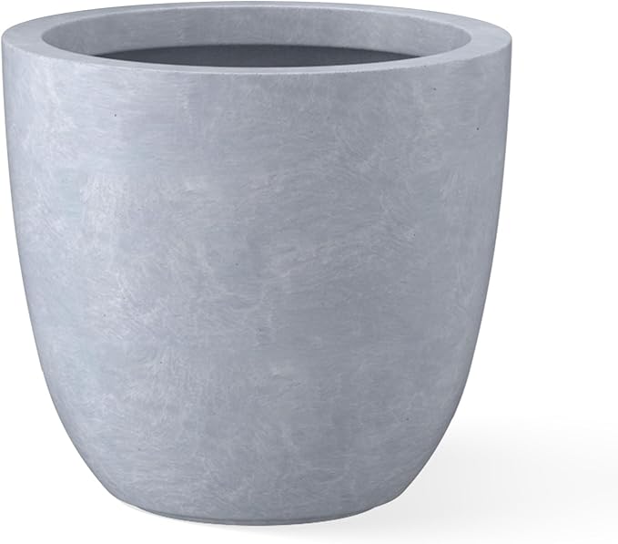 Kante 18 Inch Dia Round Concrete Planter, Indoor Outdoor Large Plant Pot with Drainage Hole and Rubber Plug for Home Patio Garden, Slate Gray Kante