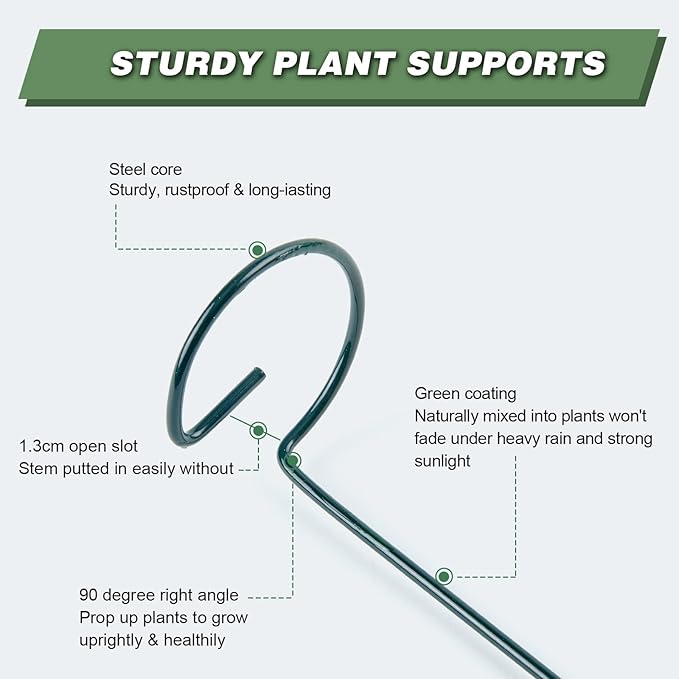 Joyhalo 20 Pack Plant Support Stakes 36 Inches, Plant Stakes, Flower Stakes with 24 Twist Ties, Garden Sticks for Plants Hibiscus, Sunflower, Red Hot Poker, Hydrangea, Tomato, Sapling Etc Joyhalo