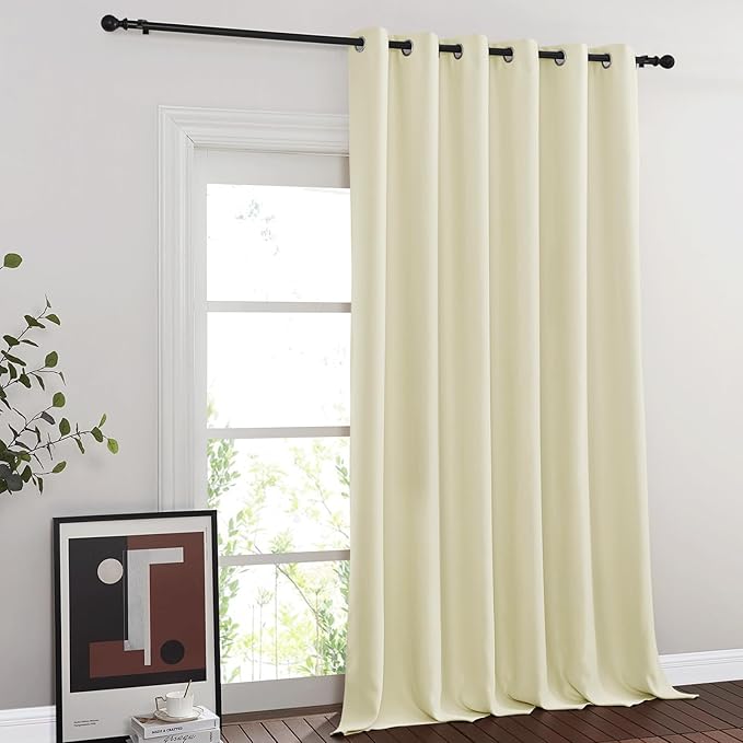 NICETOWN Blackout Curtains & Drapes - Privacy Thermal Efficiency Backdrop Curtains for Bedroom Room Divider Living Room Patio Sliding Glass Door, Wide 80 x Long 144 inch, Beige, 1 Panel NICETOWN