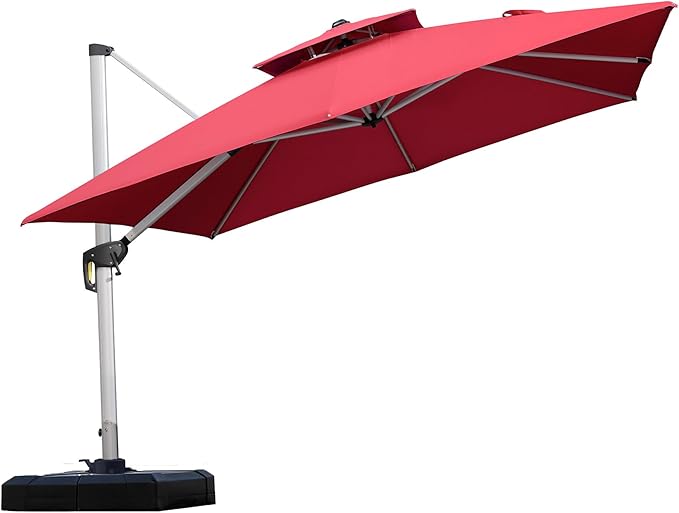 PURPLE LEAF Patio Umbrella 10ft Outdoor Square Umbrella Large Cantilever Umbrella Windproof Offset Heavy Duty Sun for Garden Deck Pool Patio, Terra PURPLELEAF