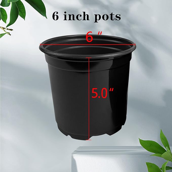 RAOOKIF 100 Pack Nursery Pots, 4 5 6 Inch Nursery Pot for Plants, Plastic Plant Pots with Drainage Holes, Garden Flower Pots for Transplanting, Succulents, Cuttings, Seedlings(6inch,100pcs) RAOOKIF