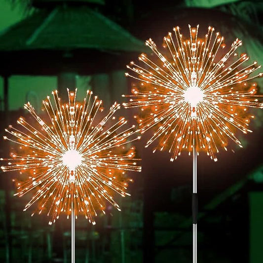 JJGoo Solar Firework Lights, 2 Pack 180 LEDs 2 Lighting Modes Solar Lights Outdoor Waterproof for Garden Patio Walkway Pathway Party Wedding Christmas Decorative - Orange JJGoo