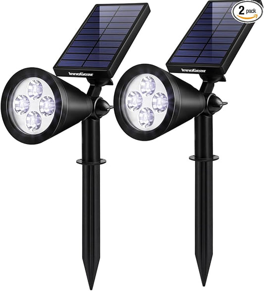 InnoGear Solar Lights Outdoor Waterproof Solar Garden Light for Outside Yard Landscape Lighting Pathway Spot Lights Spotlight Wall Light Auto On/Off, Pack of 2 (Cool White) InnoGear