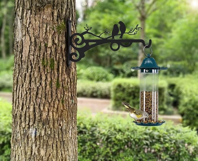 Multipurpose Hanging Basket Plant Brackets Outdoor Indoor, Heavy Duty Solid Steel Plant Hangers, Wall Mounted Lantern Hooks for Garden Plants Flower Light Bird Feeder Pack of 2 Qktxktzy