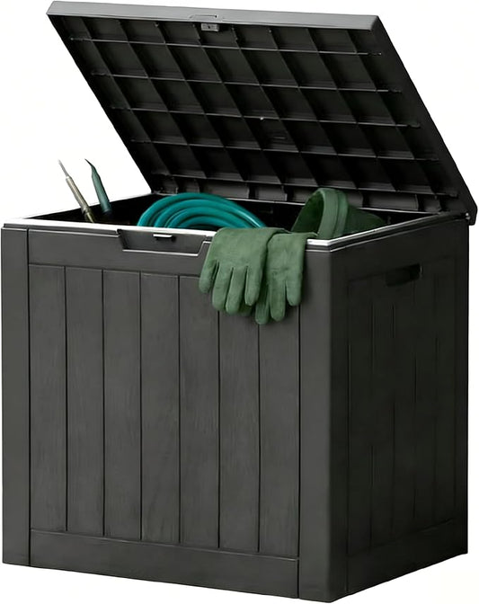 Sweetcrispy Deck Box with 31 Gallon Capacity, Weatherproof Resin Lockable Outdoor Storage for Secure Package Deliveries and Indoor Storage in Garden or Patio, Backyard, Modern Black Sweetcrispy