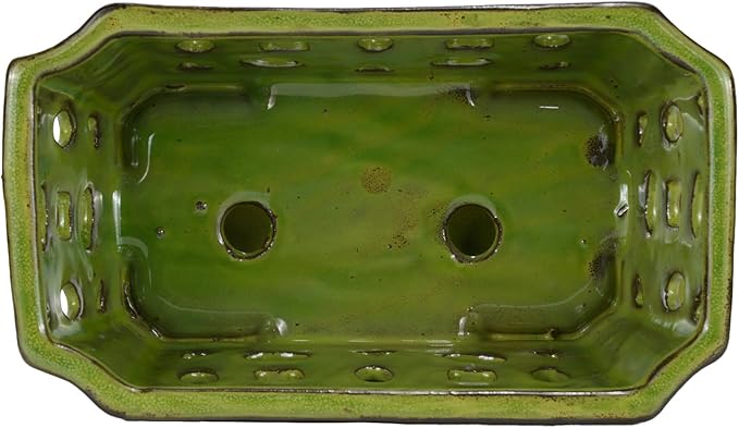 W&W Orchid Pot with Holes and Saucer for Repotting, YellowGreen, 9.7 Inch WWHomeDecor