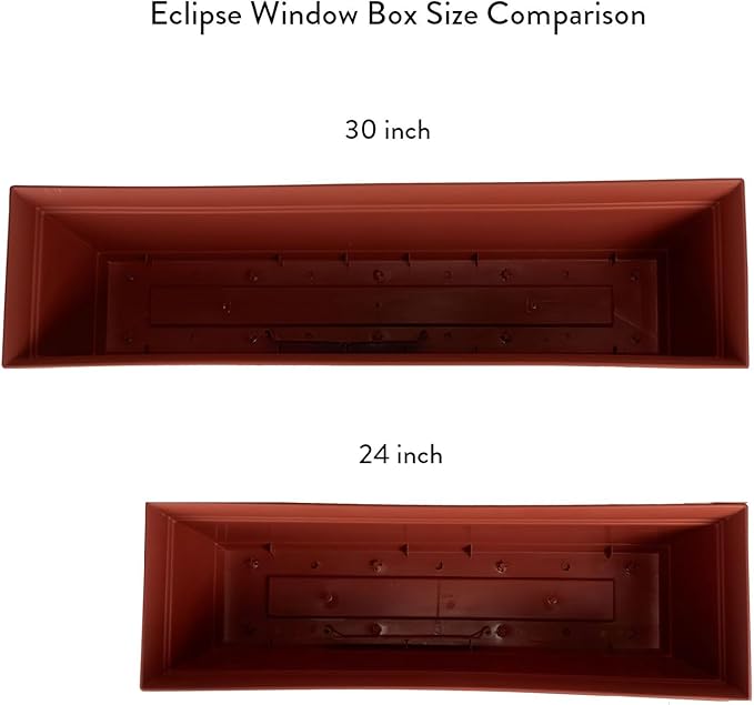 The HC Companies 30 Inch Eclipse Window Planter Box with Drainage Holes & Attached Saucer, Lightweight UV-Resistant Plastic Indoor & Outdoor Planters, 2-Pack Flower Box for Garden & Home Decor, Clay TheHCCompanies