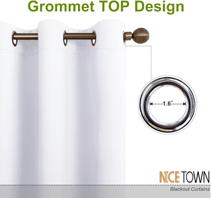 NICETOWN Extra Wide and Long Curtain - Thermal Insulated Drape Voice Canceling for Room Divider/Patio/Glass Door (White, 100 inches Width, 108 inches Length, Single Piece) NICETOWN