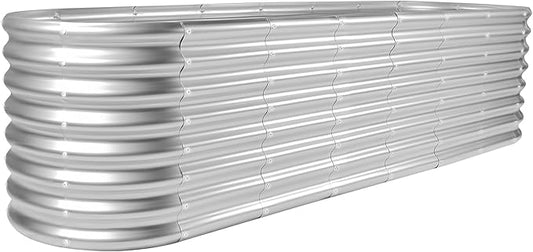 Land Guard 8×2×2ft Galvanized Raised Garden Bed Kit, Raised Garden Boxes Outdoor, Oval Metal Raised Garden Beds for Vegetables, Silver LandGuard